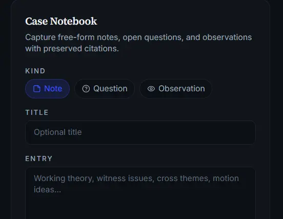 Trial notebook interface preview